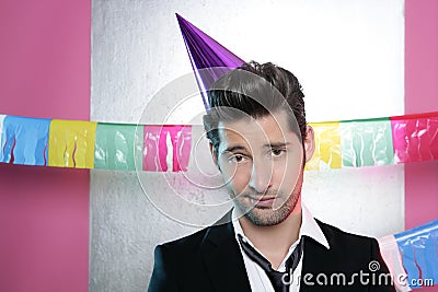 Bored man in a party funny boring gesture Stock Photo