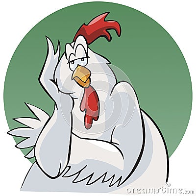 Bored rooster Vector Illustration