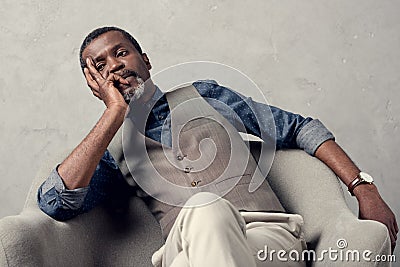 bored stylish african american man Stock Photo