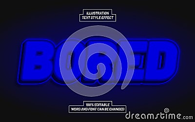 Bored Blue Text Style Effect Vector Illustration