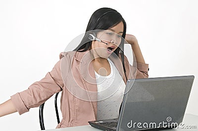 Bored, tired office girl Stock Photo