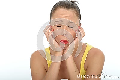 Bored Unhappy Depressed Emotional Young Woman Portrait Stock Photo