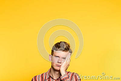 Bored weariful indifferent unenthusiastic man Stock Photo