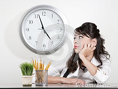 Bored woman at the end of the day Stock Photo