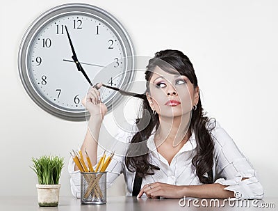 Bored woman at the end of the day Stock Photo