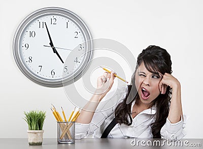 Bored woman at the end of the day Stock Photo