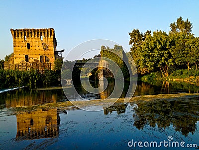 Borghetto village fort Stock Photo