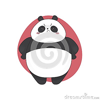 Boring cute angry panda cartoon style. Vector hand drawn illustration. Vector Illustration