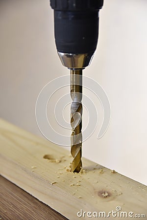 Boring drill wood Stock Photo