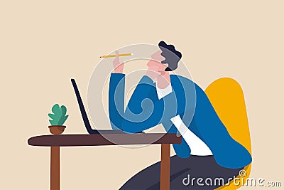 Boring office worker, exhausted or fatigue employee, afternoon slump or tired and burnout at work concept, sleepy businessman Vector Illustration