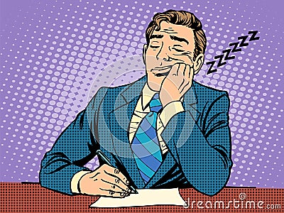 Boring report. A man fell asleep on lectures Vector Illustration