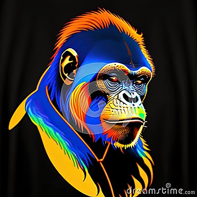 Bornean Orang-utan Animal Style Print Design Logo. Generative AI. Stock Photo