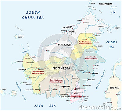 Borneo / Kalimantan administrative map Stock Photo