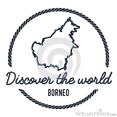 Borneo Map Outline. Vintage Discover the World. Vector Illustration