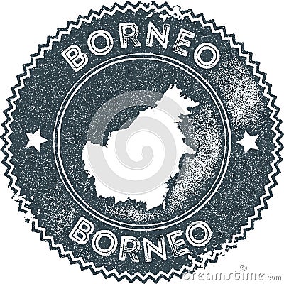 Borneo map vintage stamp. Vector Illustration