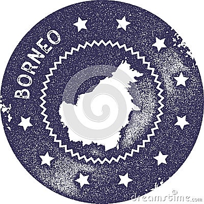 Borneo map vintage stamp. Vector Illustration