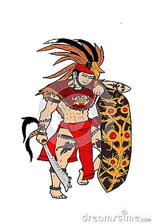 Borneo race tribal warrior art illustration Cartoon Illustration