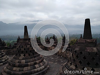 Borobudhur Temple Buddhist Stupas - Indonesia Editorial Stock Photo