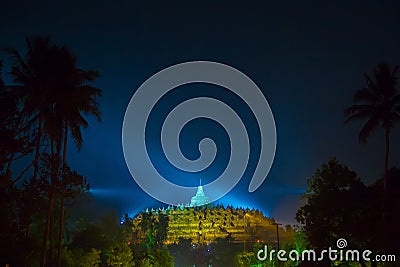 BOROBUDUR, May 29th 2018: Night sky of Borobudur Temple Editorial Stock Photo