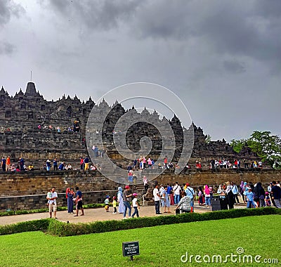Borobudur Temple is a Buddhist temple located in Borobudur, Magelang, Central Java. Editorial Stock Photo