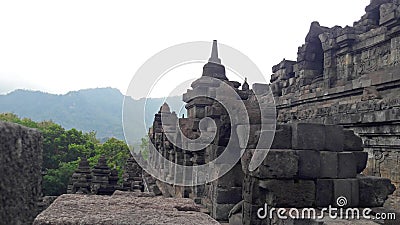 Borobudur temple building looks strong and magnificent. Being the center of attention of visitors Editorial Stock Photo