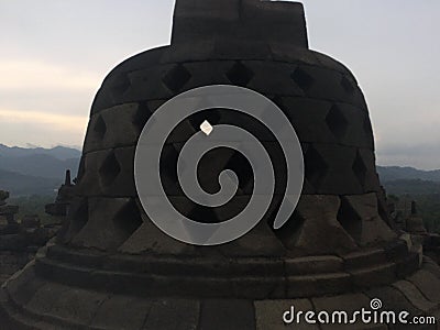 Borobudur Temple in Java, Indonesia on Cloudy Day. Stock Photo