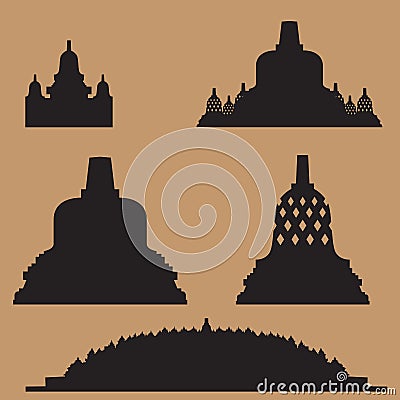 Borobudur temple various stupa shapes Vector Illustration