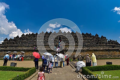 Borobudur, the world's largest Buddhist temple in Java Editorial Stock Photo