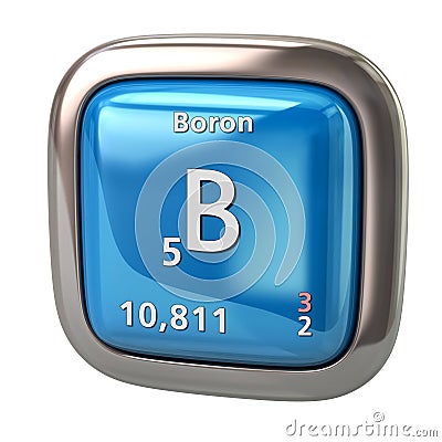 Boron B chemical element from the periodic table blue icon Cartoon Illustration