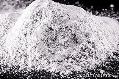 Boron nitride powder, chemical for industrial use in ceramics and lubricants, Ceramic powders on isolated background, copyspace Stock Photo