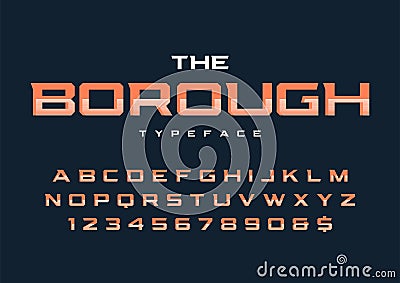 The Borough trendy retro display font design, alphabet, typeface Vector Illustration
