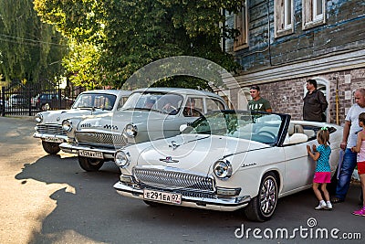 Borovsk, Russia - August 18, 2018: Exhibition of Soviet retro cars Editorial Stock Photo