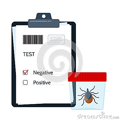 Borreliosis test. Encephalitis test. Prevention of infections transmitted by mite Vector Illustration