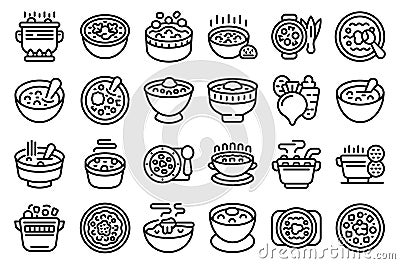 Borsch icons set outline vector. Beet food Vector Illustration