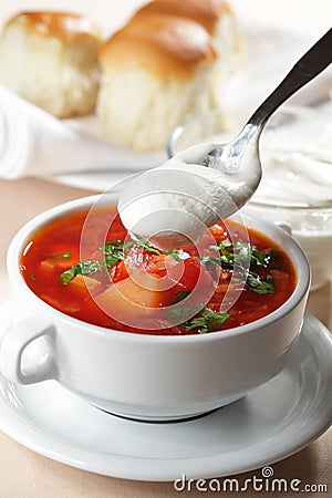 Borscht closeup Stock Photo