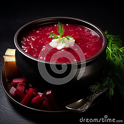Borscht: Vibrant Eastern European Sour Beetroot Soup Stock Photo