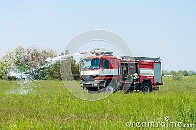 BORYSPIL, UKRAINE - MAY, 20, 2015: Fire-brigade on Editorial Stock Photo