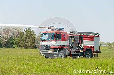 BORYSPIL, UKRAINE - MAY, 20, 2015: Fire-brigade on Editorial Stock Photo