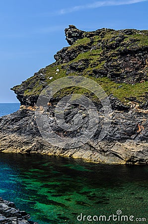 Boscastle harbour entrance Stock Photo