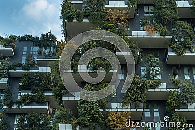 Bosco verticale vertical forest residential towers in milan close up Editorial Stock Photo