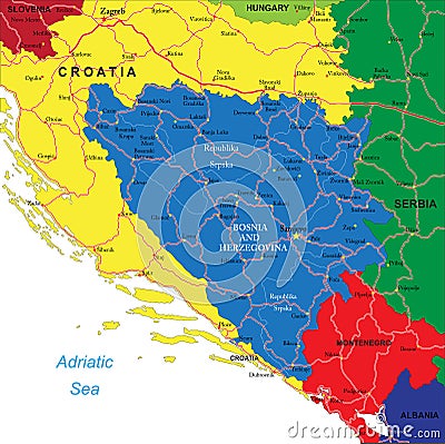 Bosnia & Herzegovina map Vector Illustration