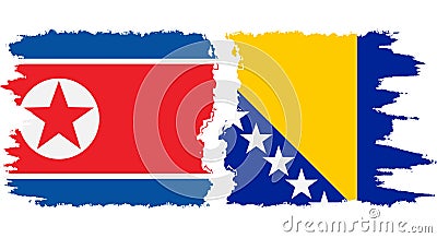 Bosnia and Herzegovina and North Korea grunge flags connection vector Vector Illustration