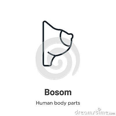 Bosom outline vector icon. Thin line black bosom icon, flat vector simple element illustration from editable human body parts Vector Illustration