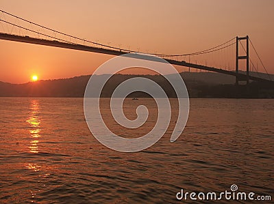 Bosporus Bridge at Sunrise Stock Photo