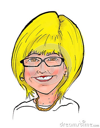 Boss Blonde Woman Smiling Cartoon Caricature Stock Photo