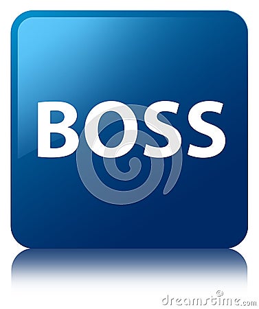 Boss blue square button Cartoon Illustration