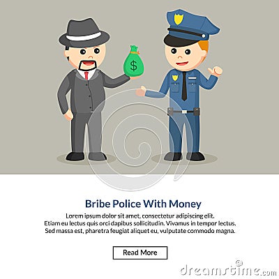 Boss bribe police with money Vector Illustration