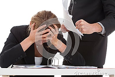 Boss bullying his employee Stock Photo