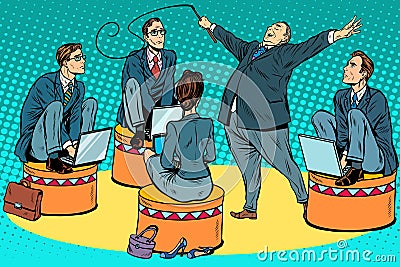 Boss businessmen trainer at the circus Vector Illustration