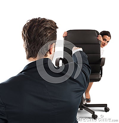 Boss chides an employee Stock Photo